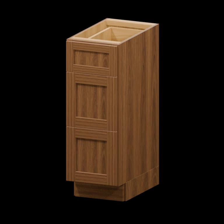 Kingston 12-in Three-Drawer Vanity Base Cabinet (VDB12) in Walnut
